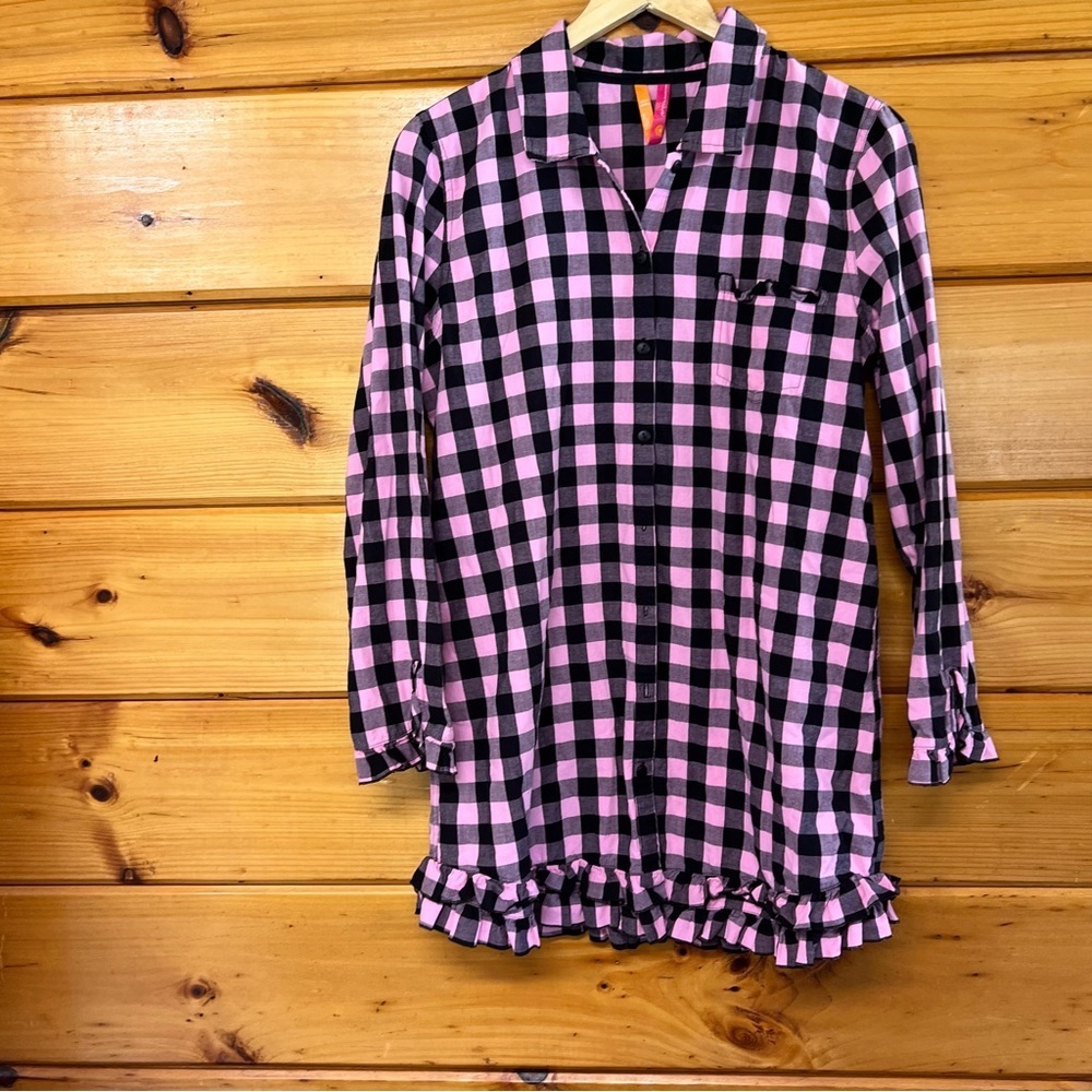 Jenni by Jennifer Moore Women's Long Sleeve Button Front Collar Plaid Tunic S